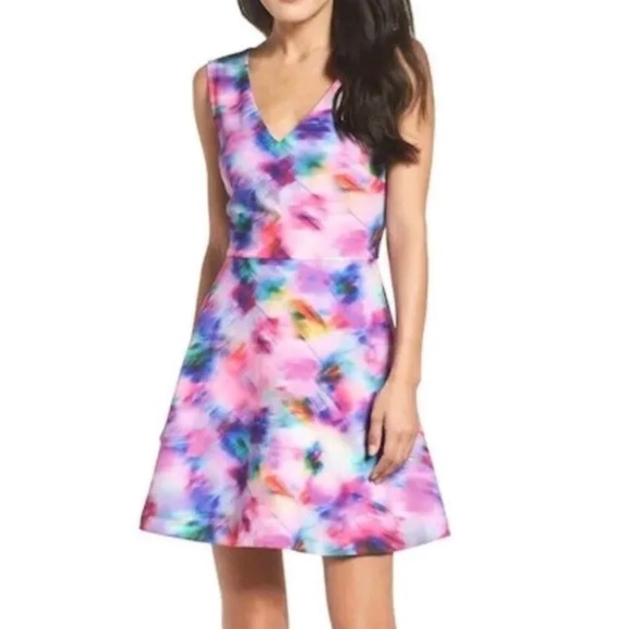 FELICITY & COCO McCall Bouquet Water Color Dress L - Picture 1 of 7